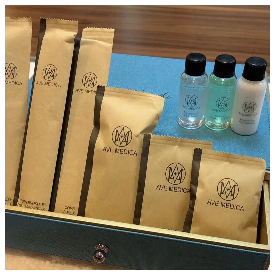 Kraft paper bathroom amenity set