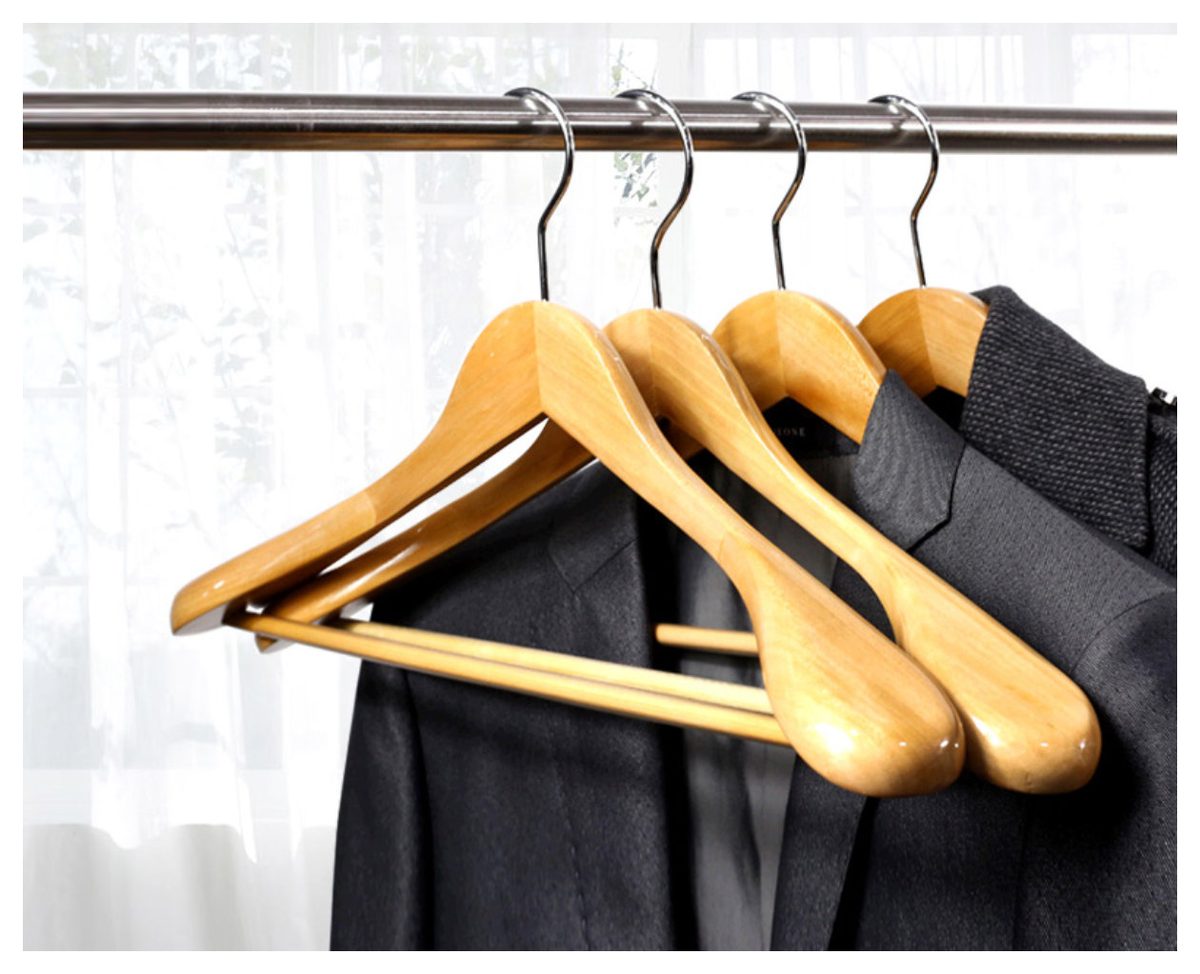 Wooden hotel clothes hangers