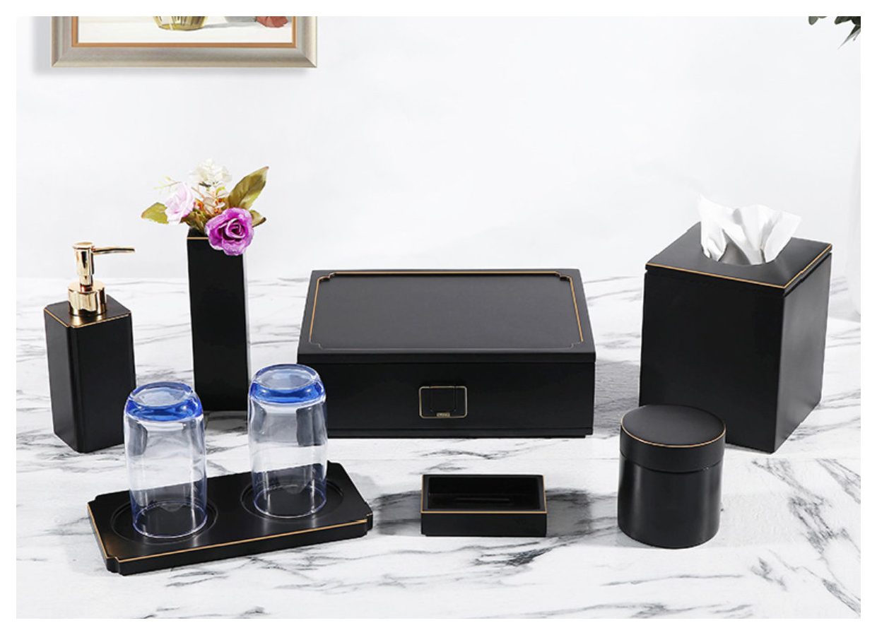 Mint resin bathroom accessory set