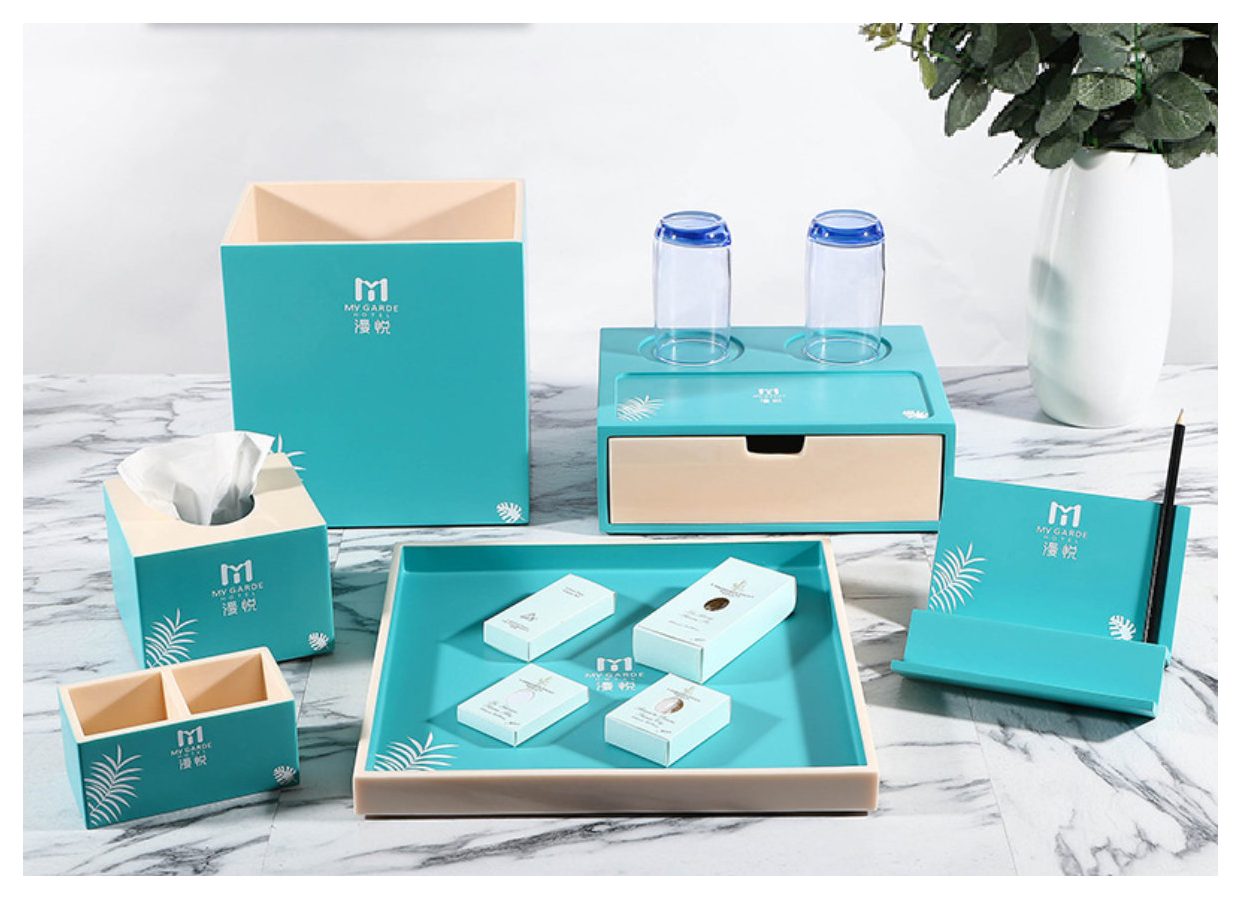 Slate resin guestroom accessory set